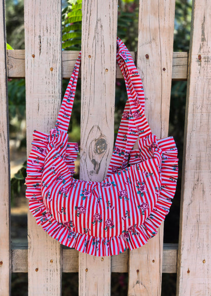 Cartera Hortensia rayas y rosas