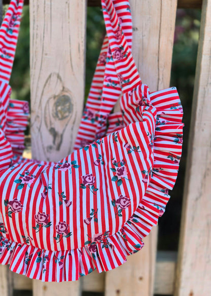 Cartera Hortensia rayas y rosas